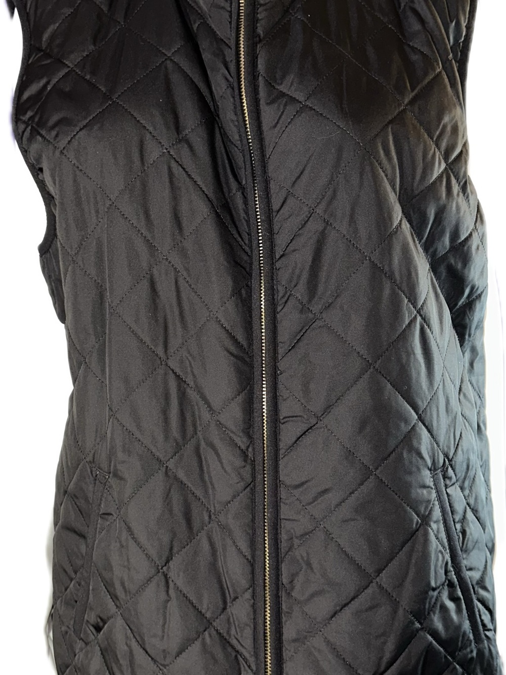Old Navy Black Quilted Sleeveless Vest with Front Zip